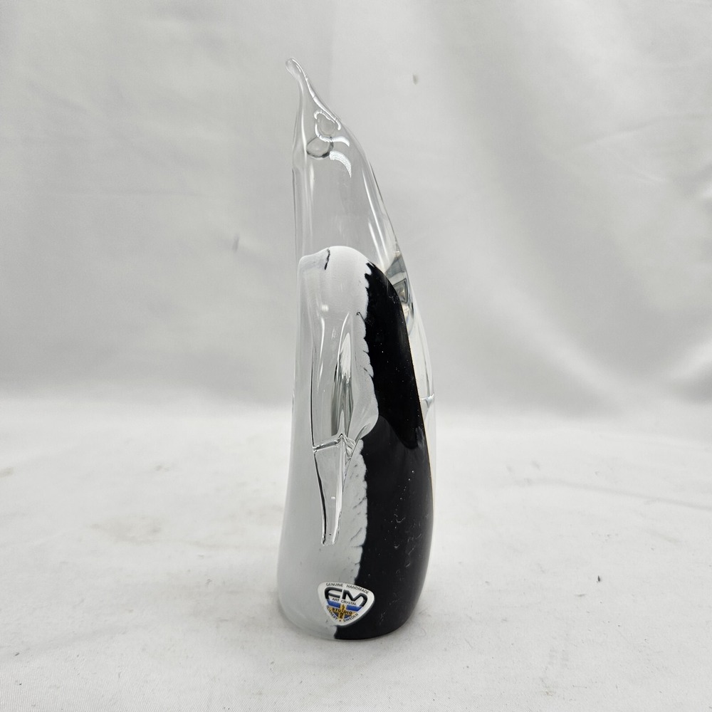 FM Konstglas Ronneby SWEDEN‎  Crystal Penguin Glass Figure 7" Tall signed - Picture 8 of 14